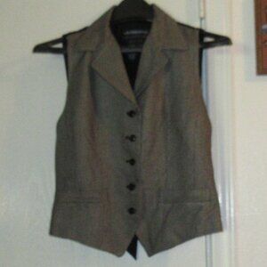 LIZ CLAIBORNE Checked Black Tan Rayon Vest 2P